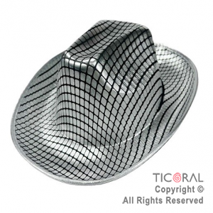 SOMBRERO COWBOY DISCO METALIZADO PLATA x 1